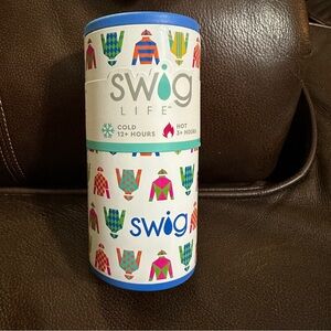 NEW Swig Life  12 Oz‎ Skinny Can Cooler Jockey Silks Stainless Steel Christmas